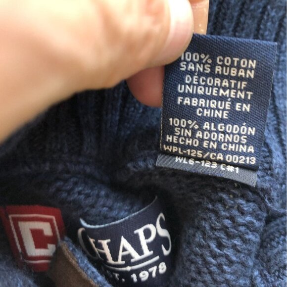 Chaps Mens Sweater Size XL Long Sleeve High Neck Henley Long Sleeve Blue Knit - Picture 8 of 13